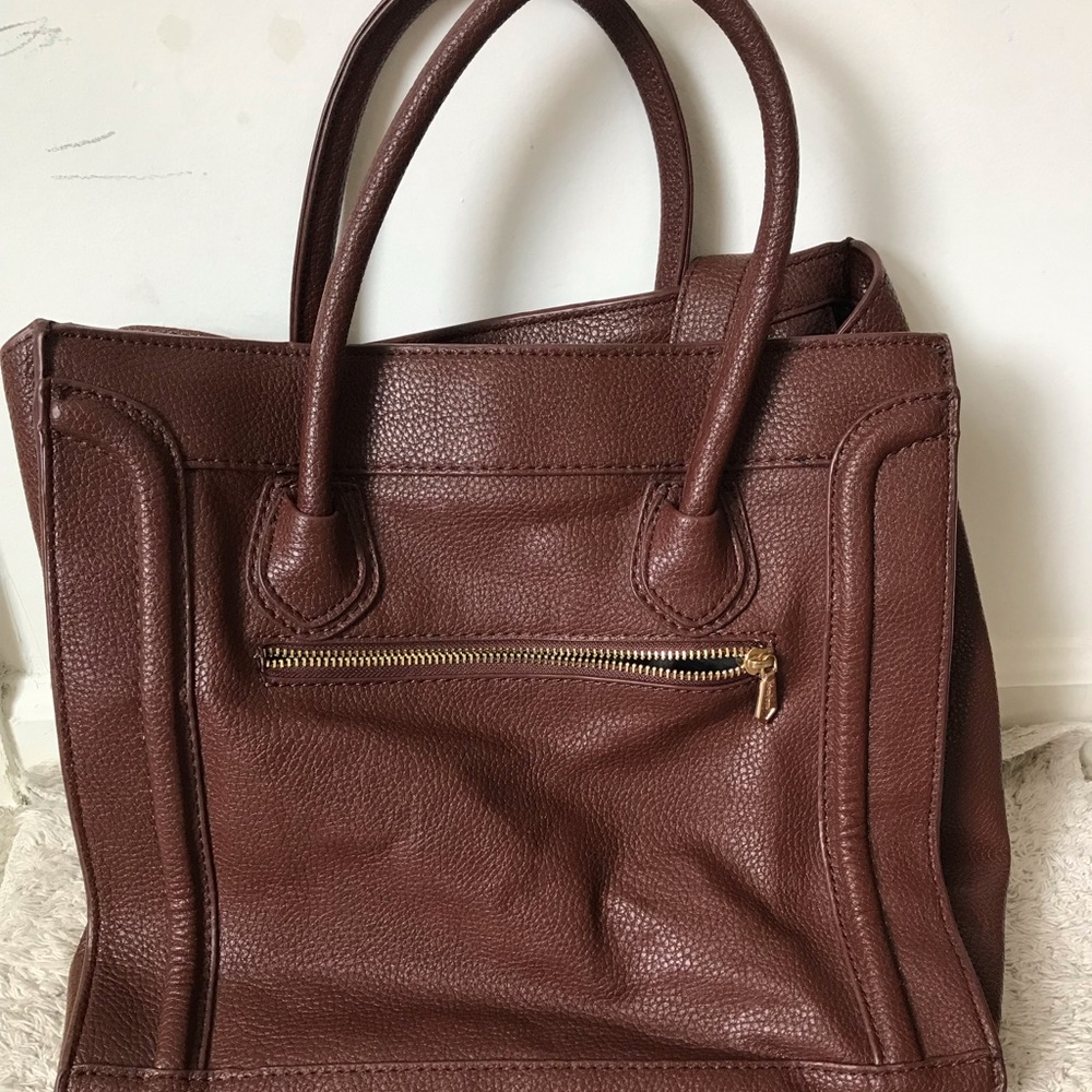 Neiman Marcus Brown Faux Leather Tote Shopper